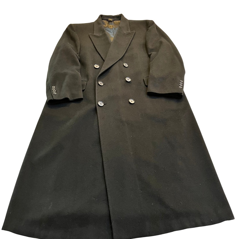 Bloomingdale's Loro Piana 100% Cashmere Double Breasted Overcoat Black 46R USA‎ - Picture 10 of 16